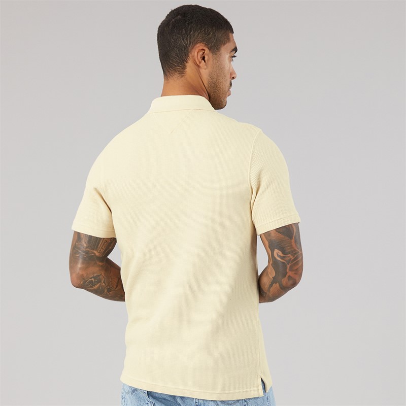 Tommy Jeans Mens Washed Waffle Polo Shirt Calico