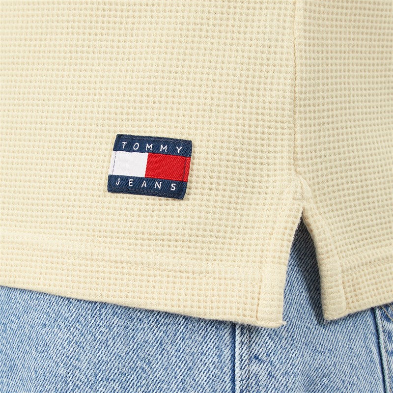 Tommy Jeans Mens Washed Waffle Polo Shirt Calico