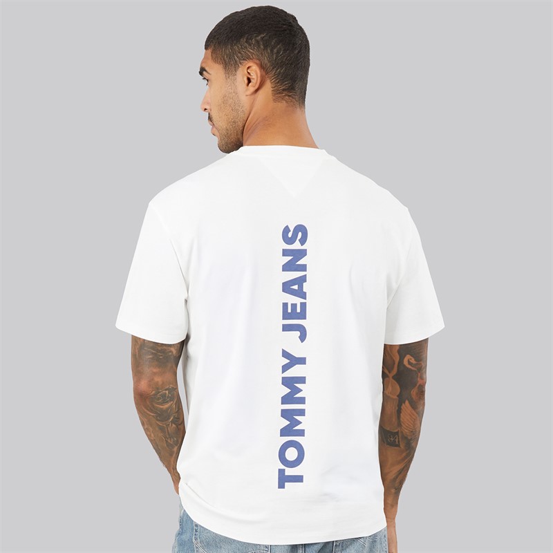 Tommy Jeans Mens Crest 1985 Relaxed T-Shirt Ecru