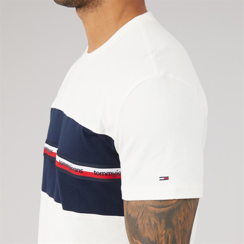 Tommy Jeans Mens Tape T-Shirt Ancient White