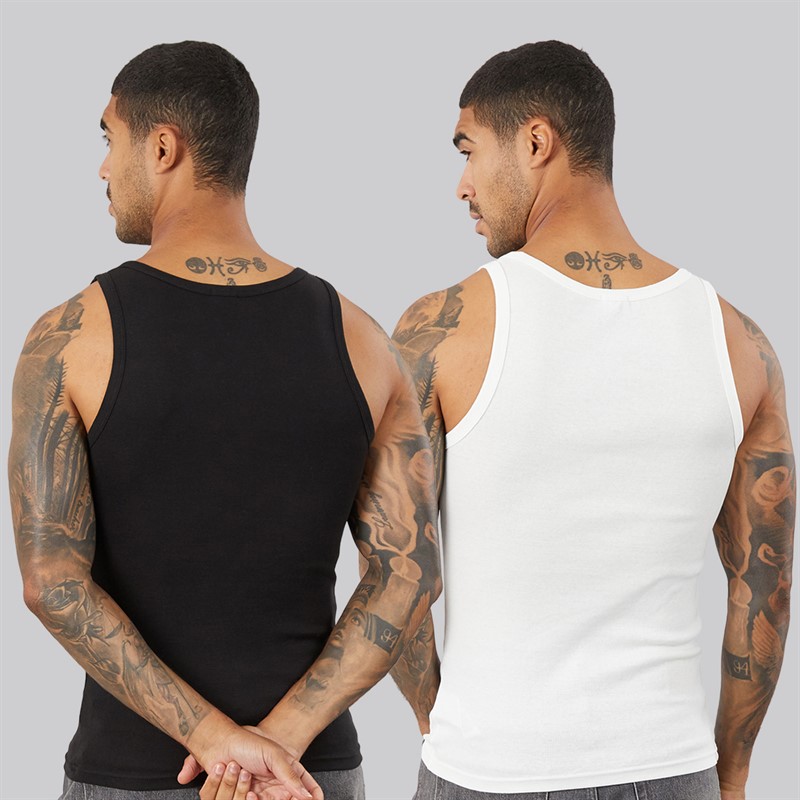 Tommy Jeans Mens Two Pack Slim Vests Ecru/Black