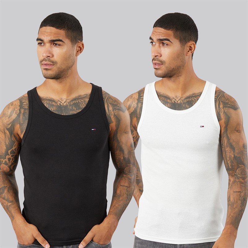 Tommy Jeans Mens Two Pack Slim Vests Ecru/Black