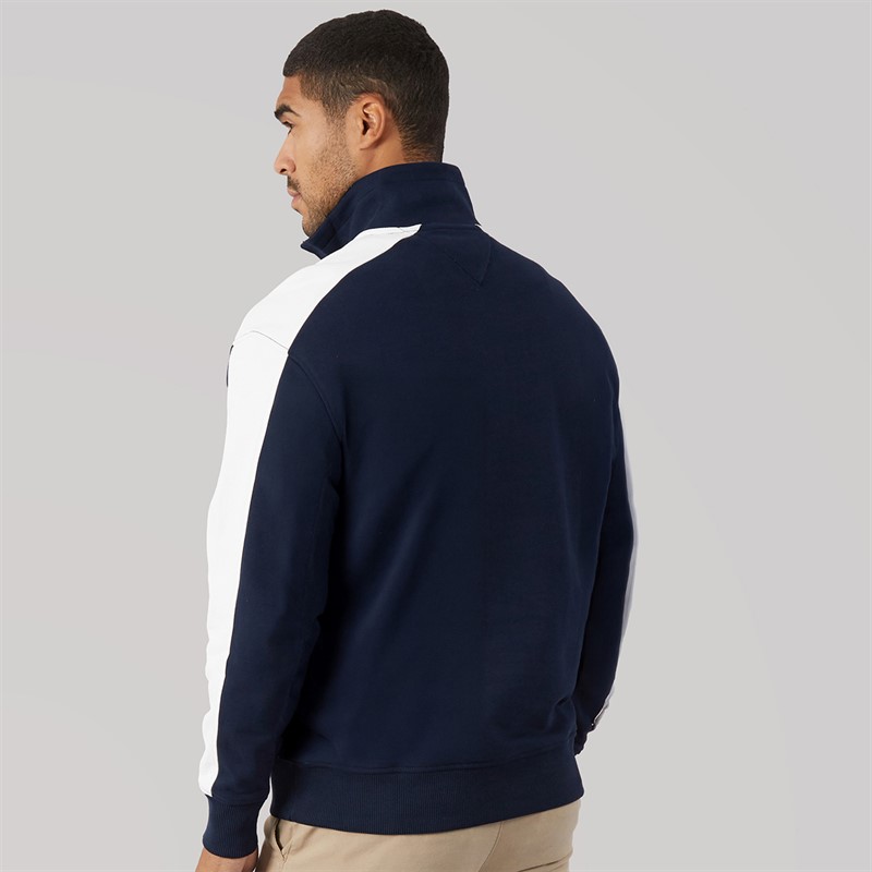Tommy Jeans Mens Relaxed Colour Block 1/4 Zip Sweatshirt Dark Night Navy
