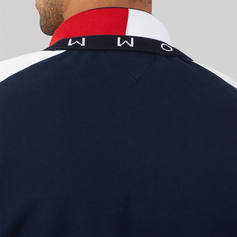 Tommy Jeans Mens Relaxed Colour Block 1/4 Zip Sweatshirt Dark Night Navy