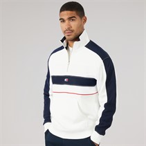Tommy Jeans Mens Relaxed Colourblock 1/4 Zip Sweatshirt Ecru