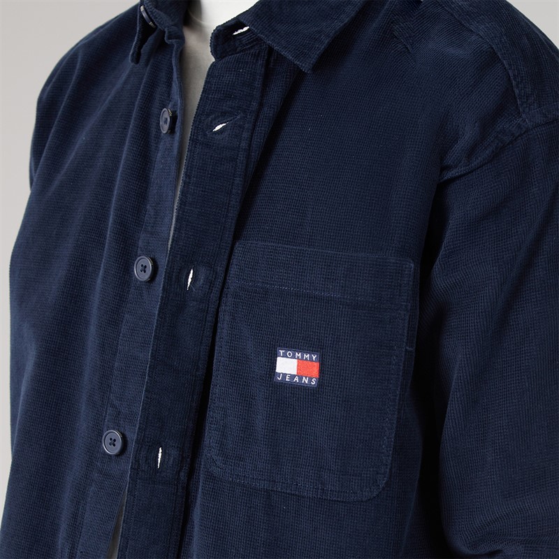 Tommy Jeans Mens Brick Cord Overshirt Dark Night Navy
