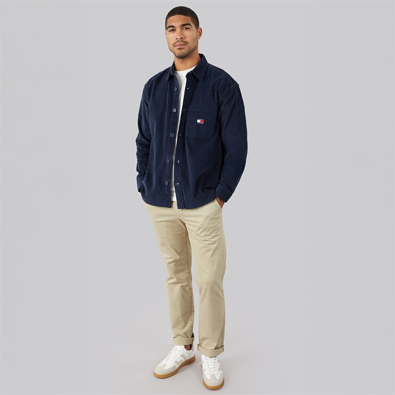 Tommy Jeans Mens Brick Cord Overshirt Dark Night Navy