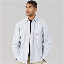 Tommy Jeans Mens Oversized Stripe Oxford Shirt Providence Blue