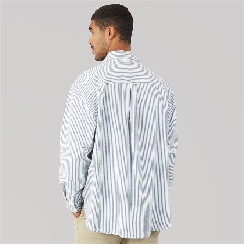 Tommy Jeans Mens Oversized Stripe Oxford Shirt Providence Blue