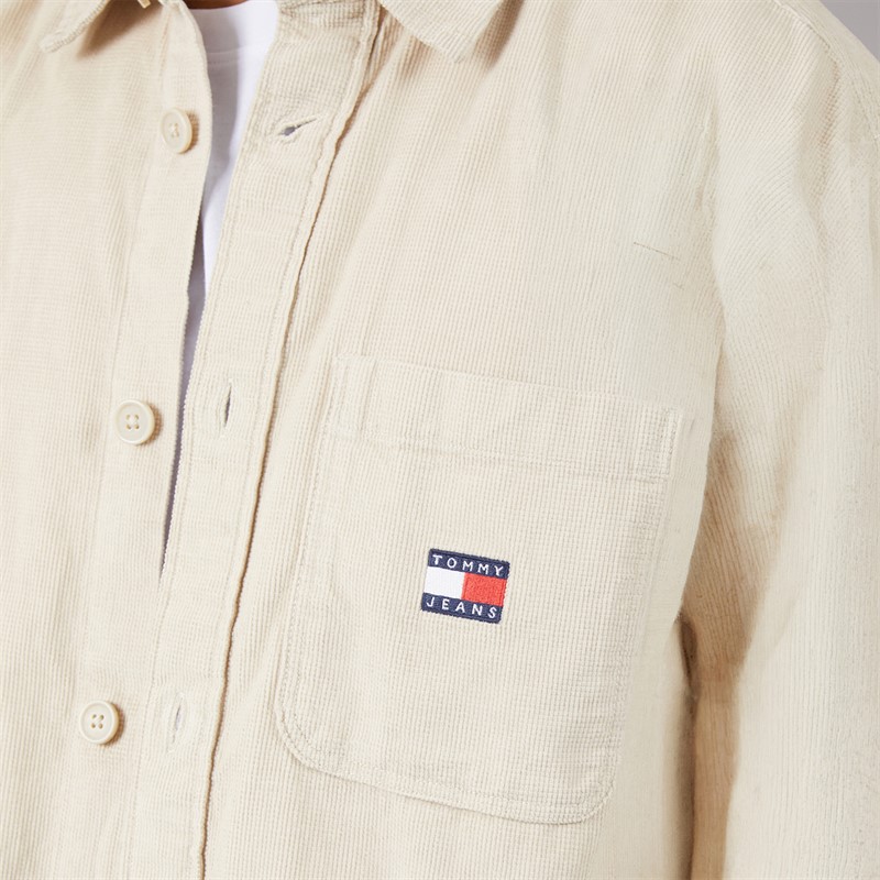 Tommy Jeans Mens Brick Cord Overshirt Classic Beige