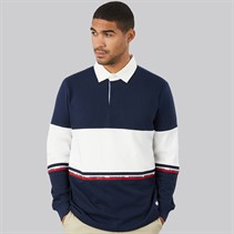 Tommy Jeans Mens Relaxed Colourblock Rugby Shirt Dark Night Navy