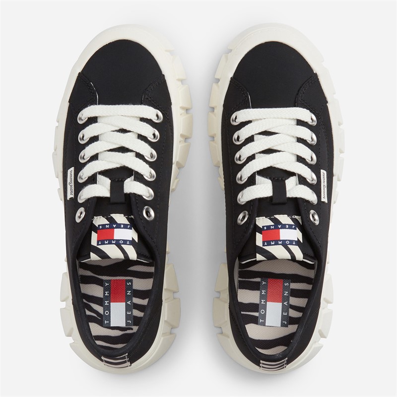 Tommy Jeans Womens Platform Cleated Trainers Black
