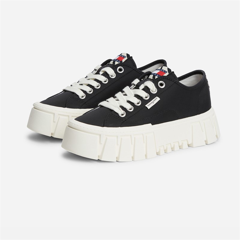 Tommy Jeans Womens Platform Cleated Trainers Black