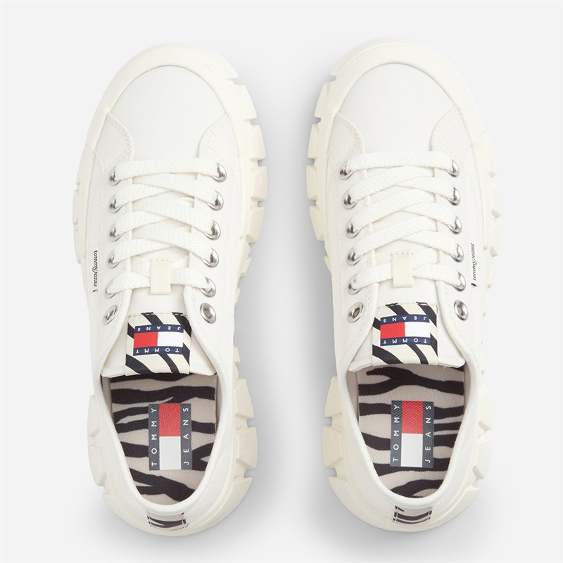 Tommy Jeans Womens Platform Cleated Trainers Ivory