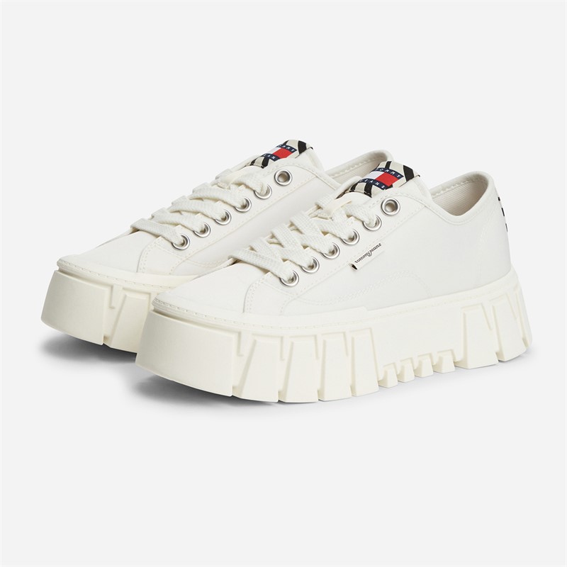 Tommy Jeans Womens Platform Cleated Trainers Ivory