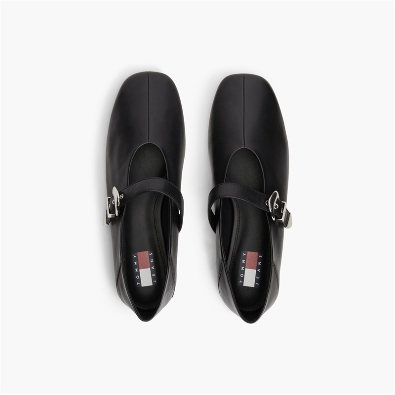 Tommy Jeans Womens Nappa Leather Ballerinas Black