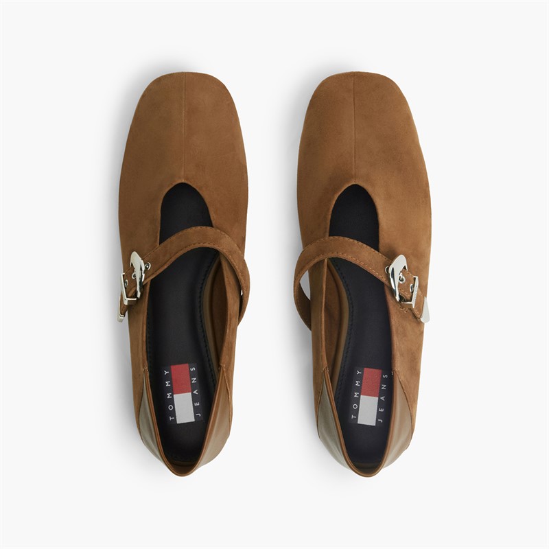 Tommy Jeans Womens Suede Ballerinas Dark Highland Khaki