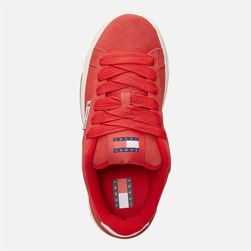 Tommy Jeans Womens Skate Trainers Red Hot
