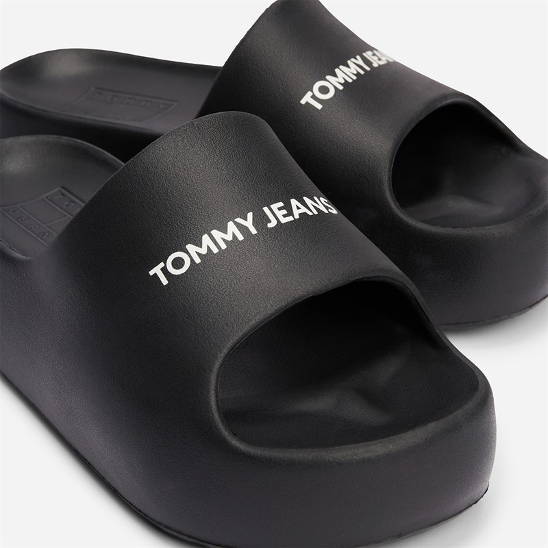 Tommy Jeans Womens Flatform Pool Sliders Black