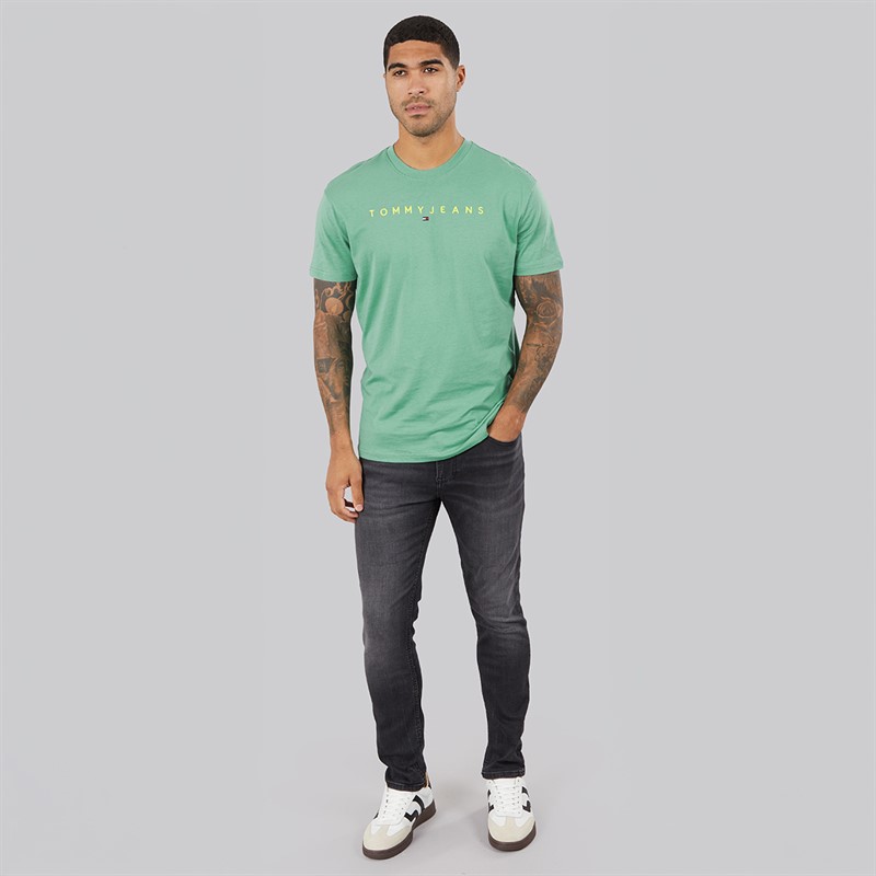 Tommy Jeans Mens Linear Logo T-Shirt Bahama Green
