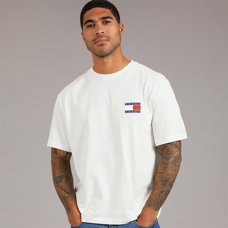 Tommy Jeans Mens 90s Peaks T-Shirt Ancient White
