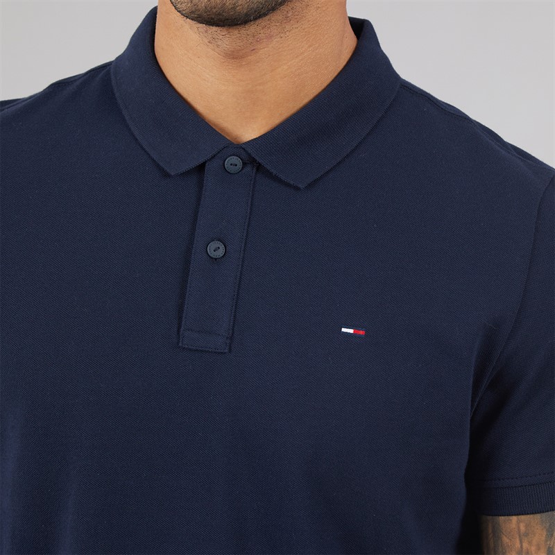 Tommy Jeans Mens Placket Polo Shirt Dark Night Navy