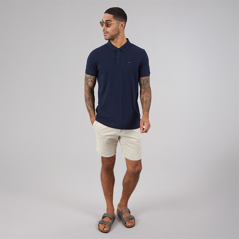 Tommy Jeans Mens Placket Polo Shirt Dark Night Navy