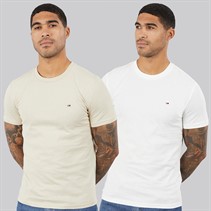 Tommy Jeans Mens Two Pack Jersey T-Shirts Ecru/White Clay
