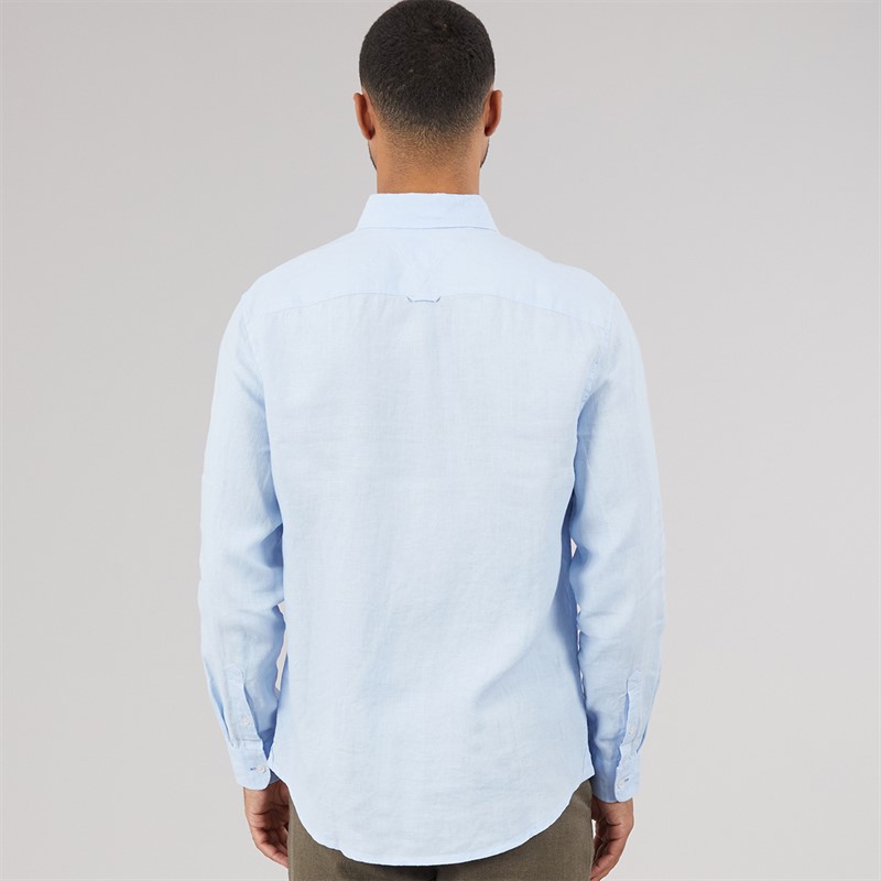 Tommy Jeans Mens Linen Long Sleeve Shirt Sweet Blue