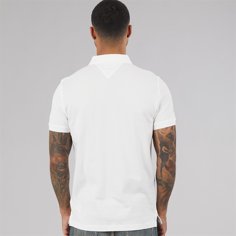 Tommy Jeans Mens Placket Polo Shirt Ecru