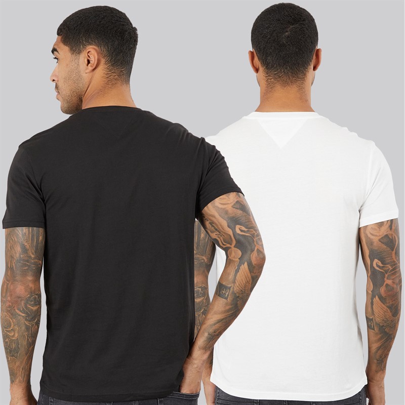 Tommy Jeans Mens Two Pack Linear T-Shirts Ecru/Black