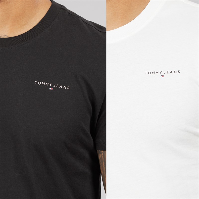 Tommy Jeans Mens Two Pack Linear T-Shirts Ecru/Black