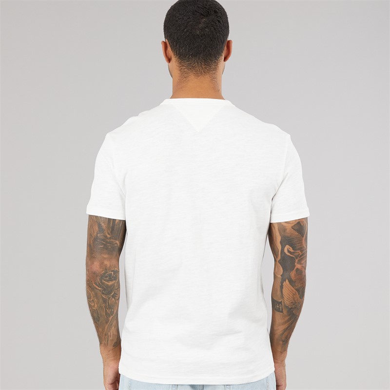 Tommy Jeans Mens Flag Slub T-Shirt Ecru