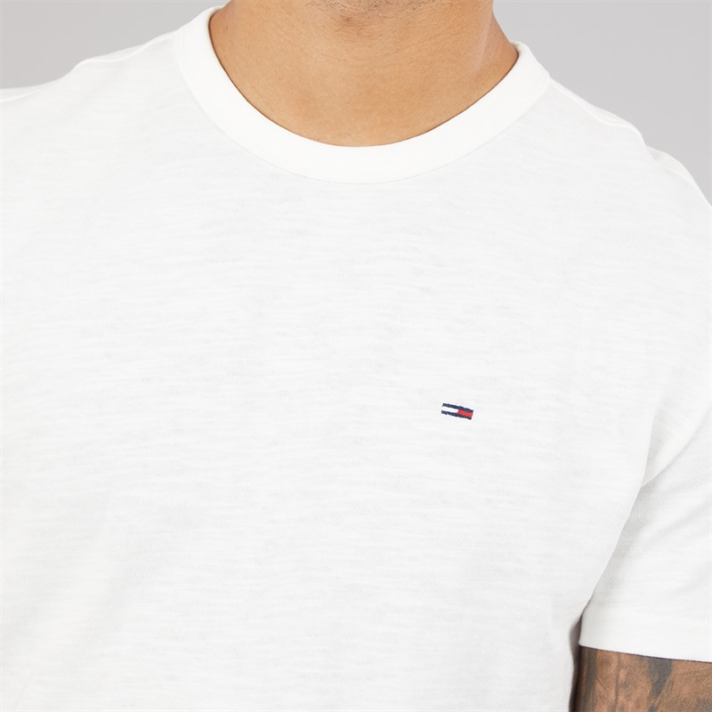 Tommy Jeans Mens Flag Slub T-Shirt Ecru