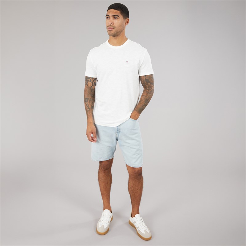 Tommy Jeans Mens Flag Slub T-Shirt Ecru