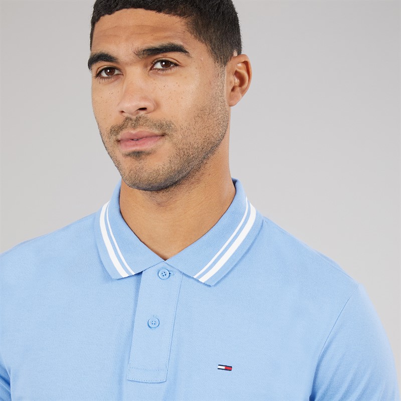 Tommy Jeans Mens Tipped Polo Shirt Blue Twilight