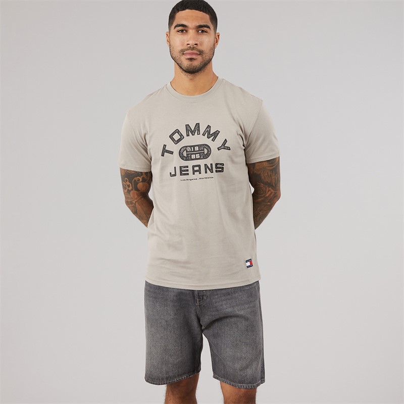 Tommy Jeans Mens Gym T-Shirt Limestone Dust