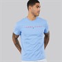 Tommy Jeans Mens Linear Logo T-Shirt Blue Twilight