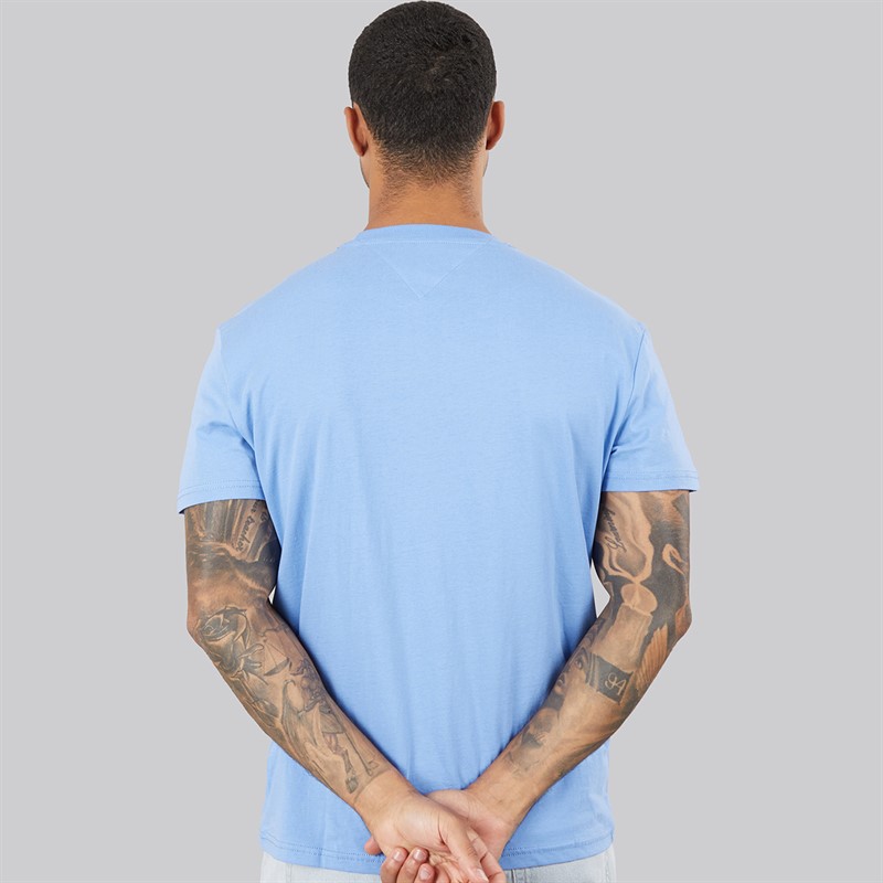 Tommy Jeans Mens Linear Logo T-Shirt Blue Twilight