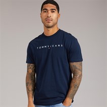 Tommy Jeans Mens Linear Logo T-Shirt Dark Night Navy/Sweet Blue