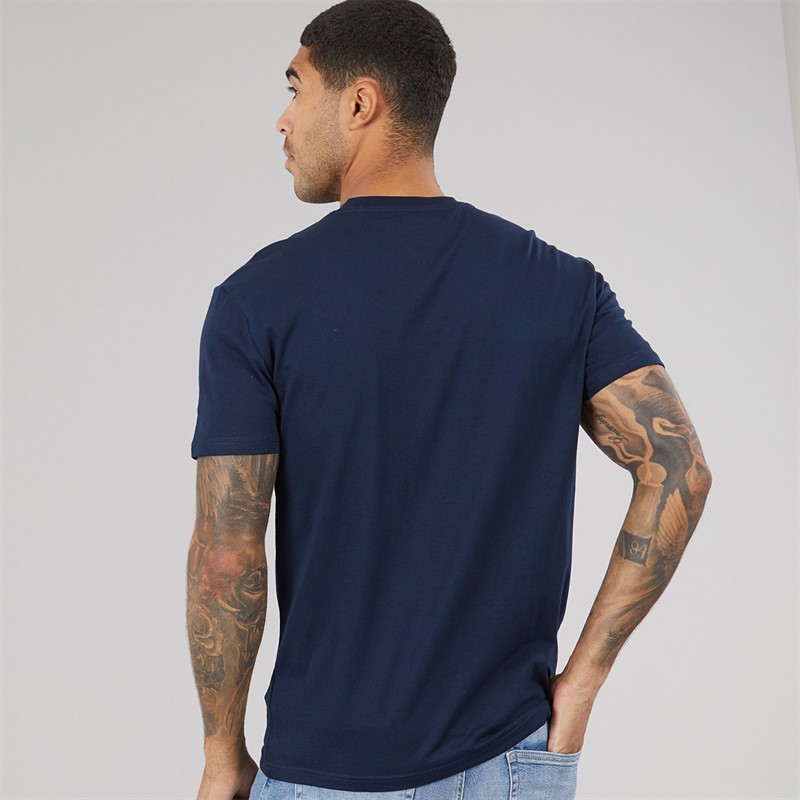 Tommy Jeans Mens Linear Logo T-Shirt Dark Night Navy/Sweet Blue