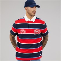 Tommy Jeans Mens Stripe Rugby Shirt Rapid Red Stripe