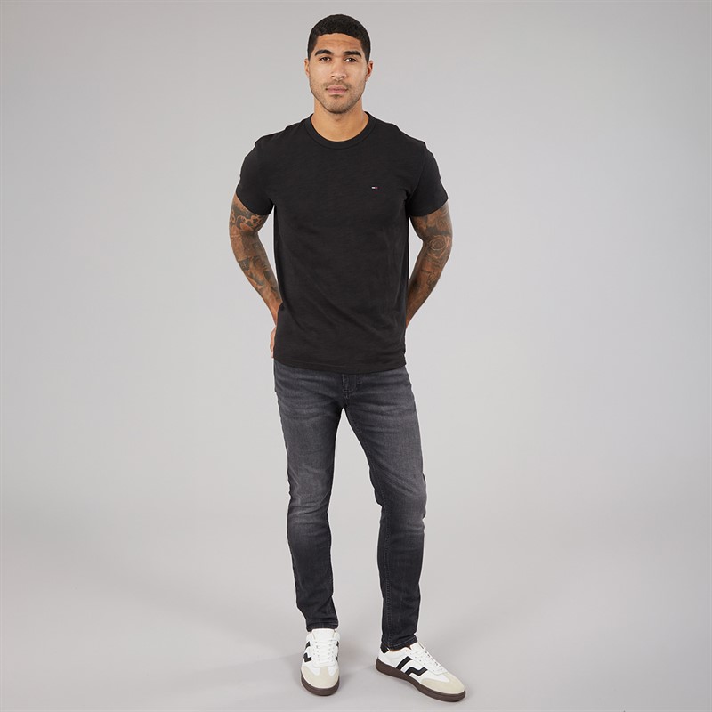 Tommy Jeans Mens Flag Slub T-Shirt Black