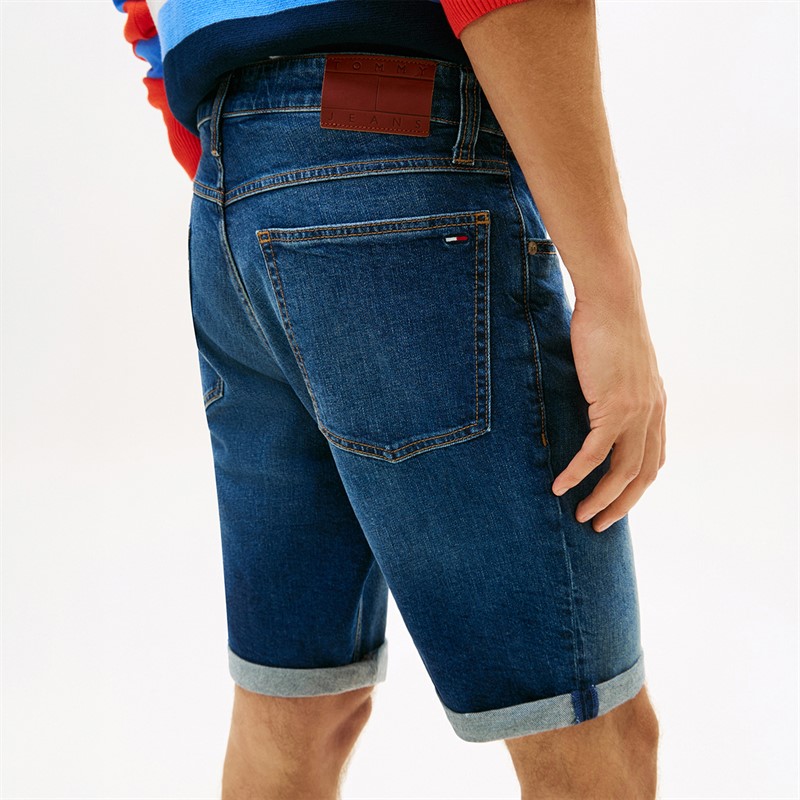 Tommy Jeans Mens Ronnie Faded Slim Denim Shorts Denim Dark
