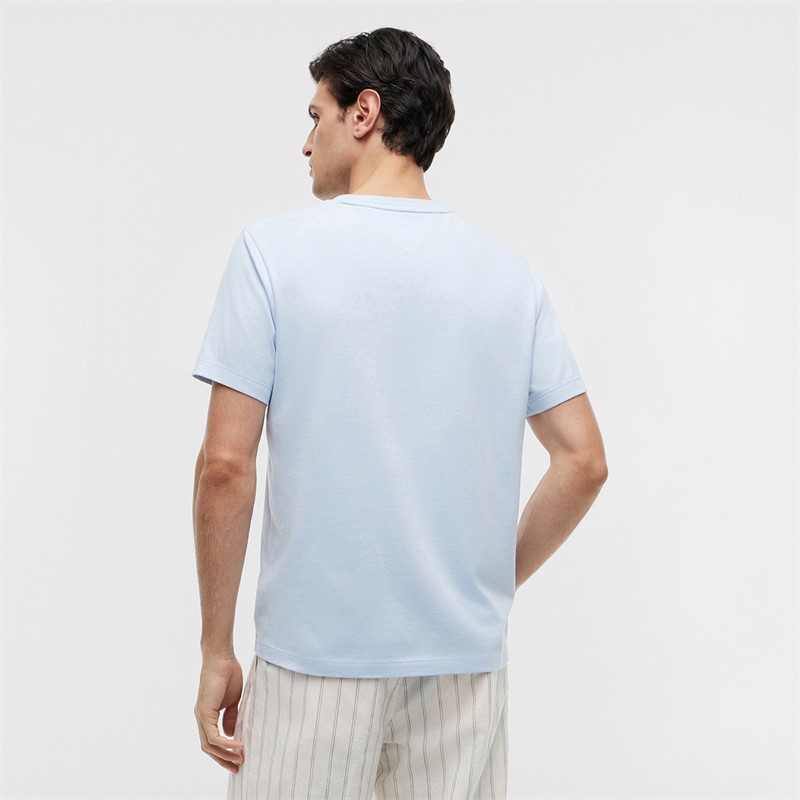 Tommy Jeans Mens Flag Embroidery T-Shirt Sky Blue