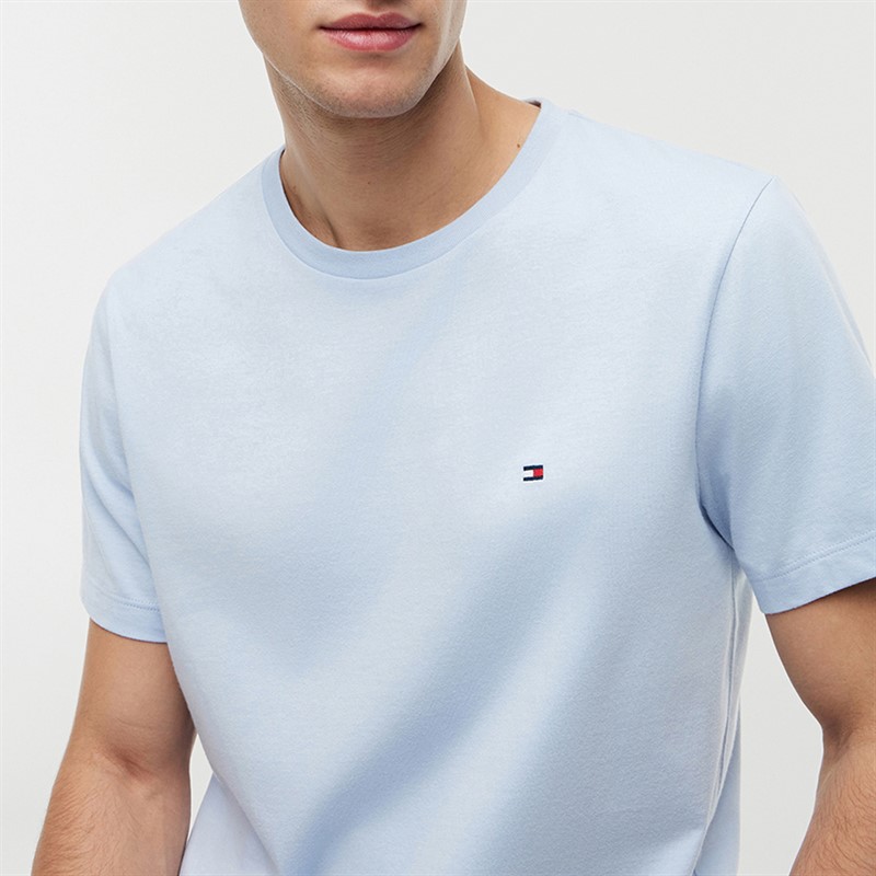 Tommy Jeans Mens Flag Embroidery T-Shirt Sky Blue