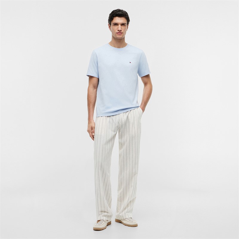 Tommy Jeans Mens Flag Embroidery T-Shirt Sky Blue