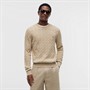 Tommy Jeans Mens Flag Embroidery Cable Knit Sweater Sandalwood