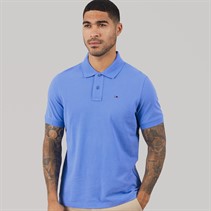 Tommy Jeans Mens Flag Regular Fit Pique Polo Shirt Blue Twilight
