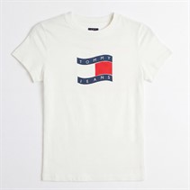 Tommy Jeans Womens Wavy Flag T-Shirt Ecru